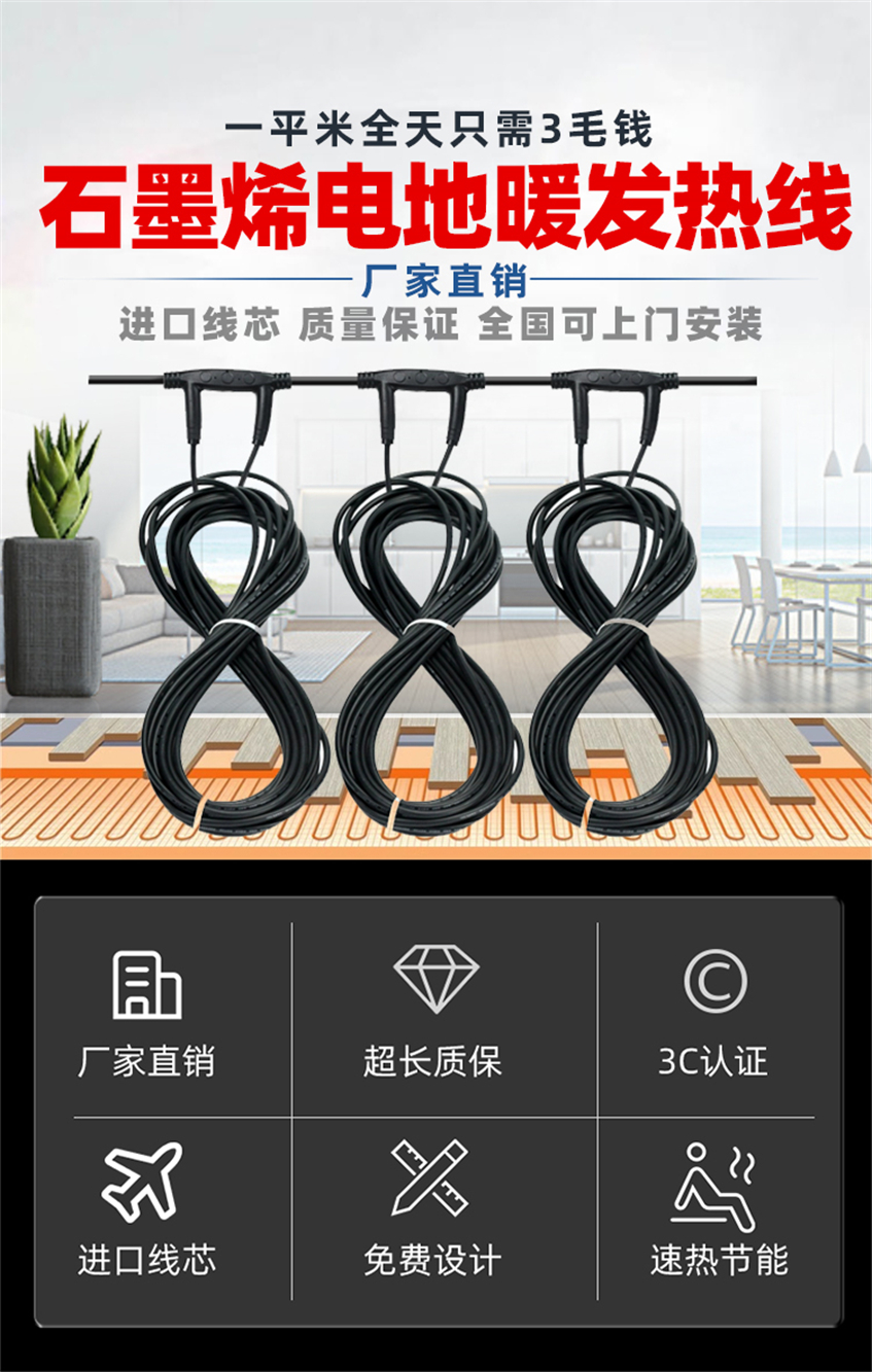 24K-環保黑石墨烯電地暖發熱線